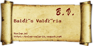 Balás Valéria névjegykártya
